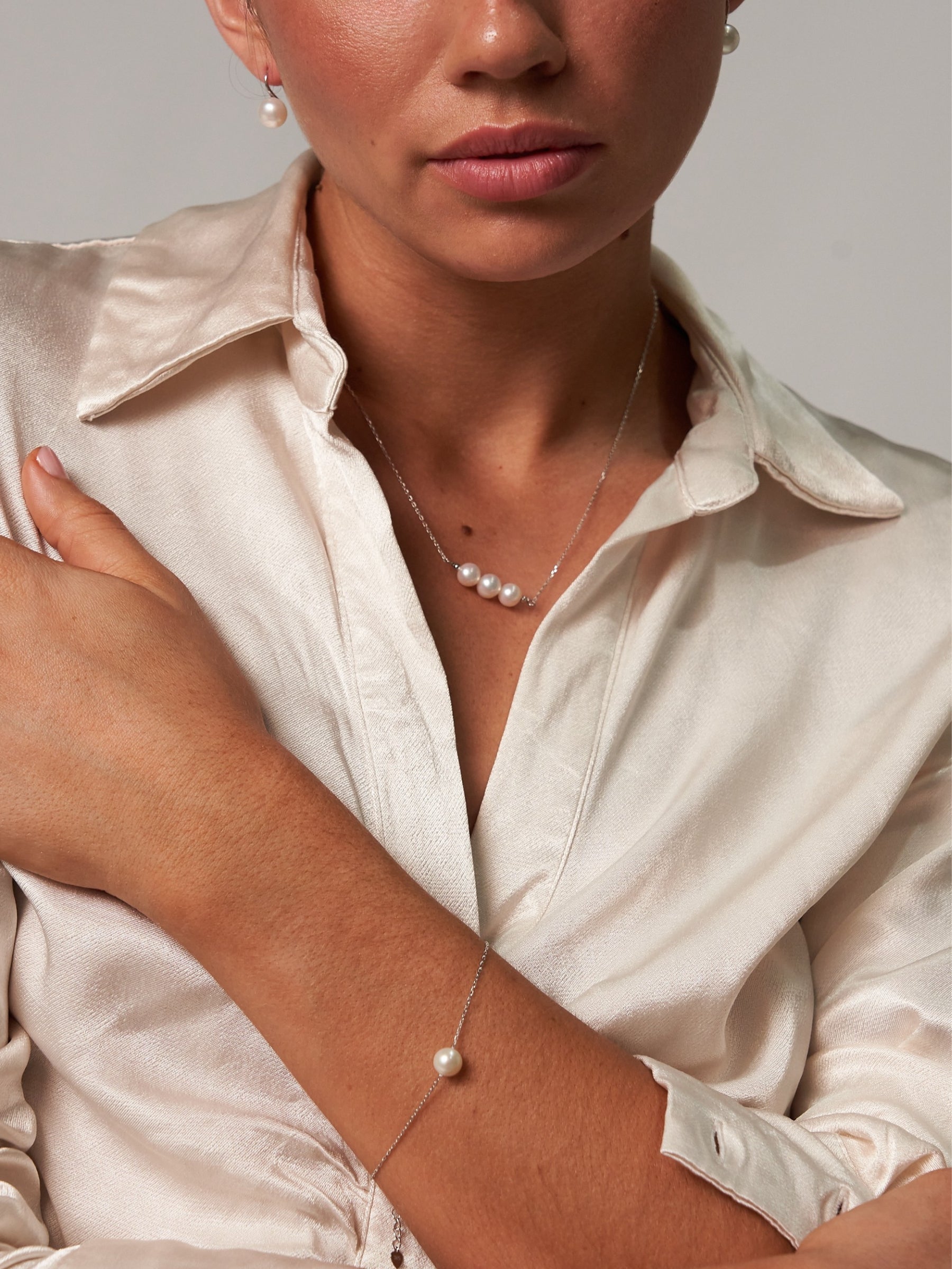 Single Pearl Silver Adjustable Bracelet