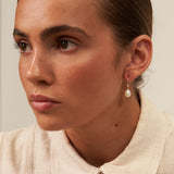 Small Rose Gold Pearl Drop Hoop Earrings