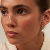 Small Rose Gold Pearl Drop Hoop Earrings