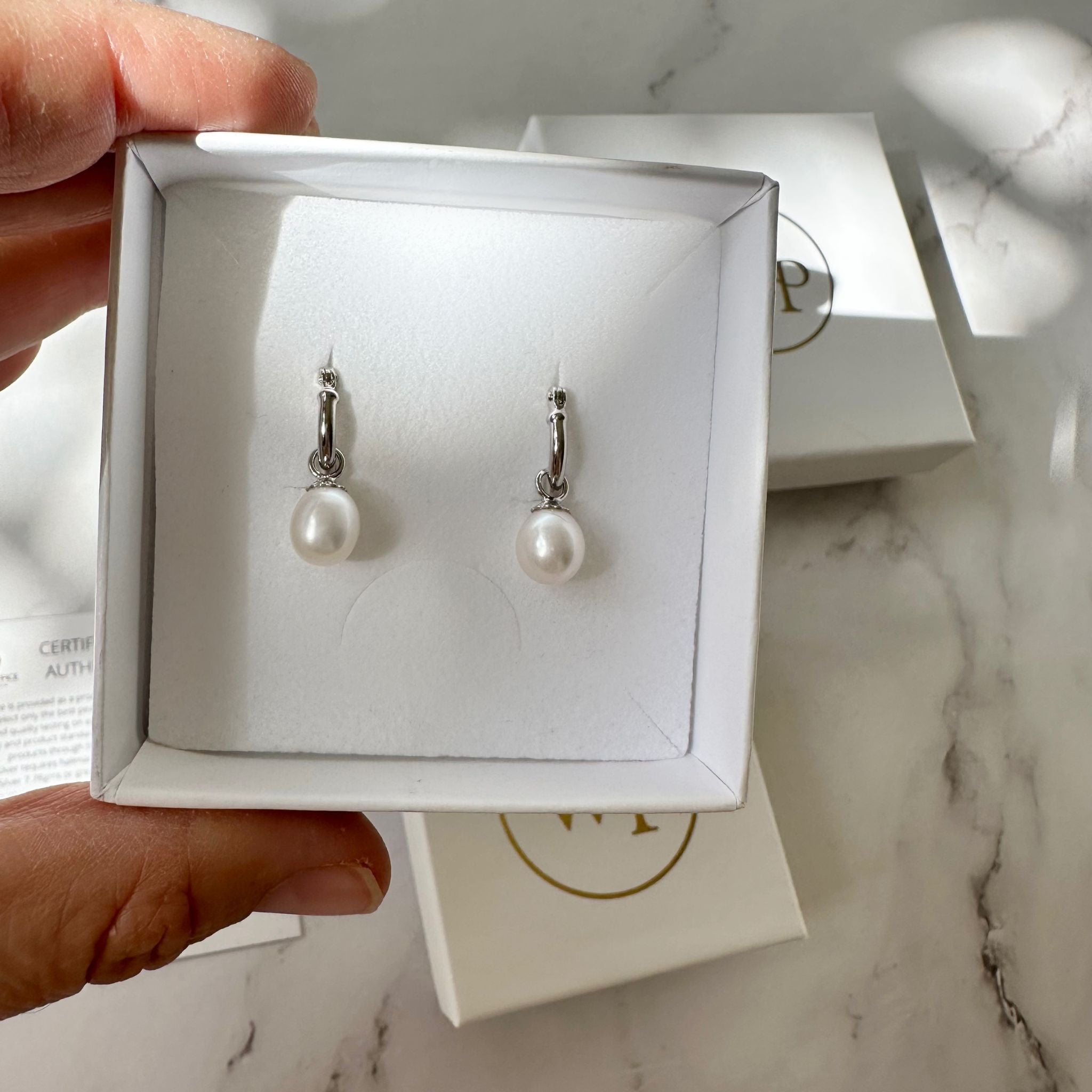 Small Pearl Hoop Earrings