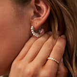 Chunky Midi Pearl Hoop Earrings