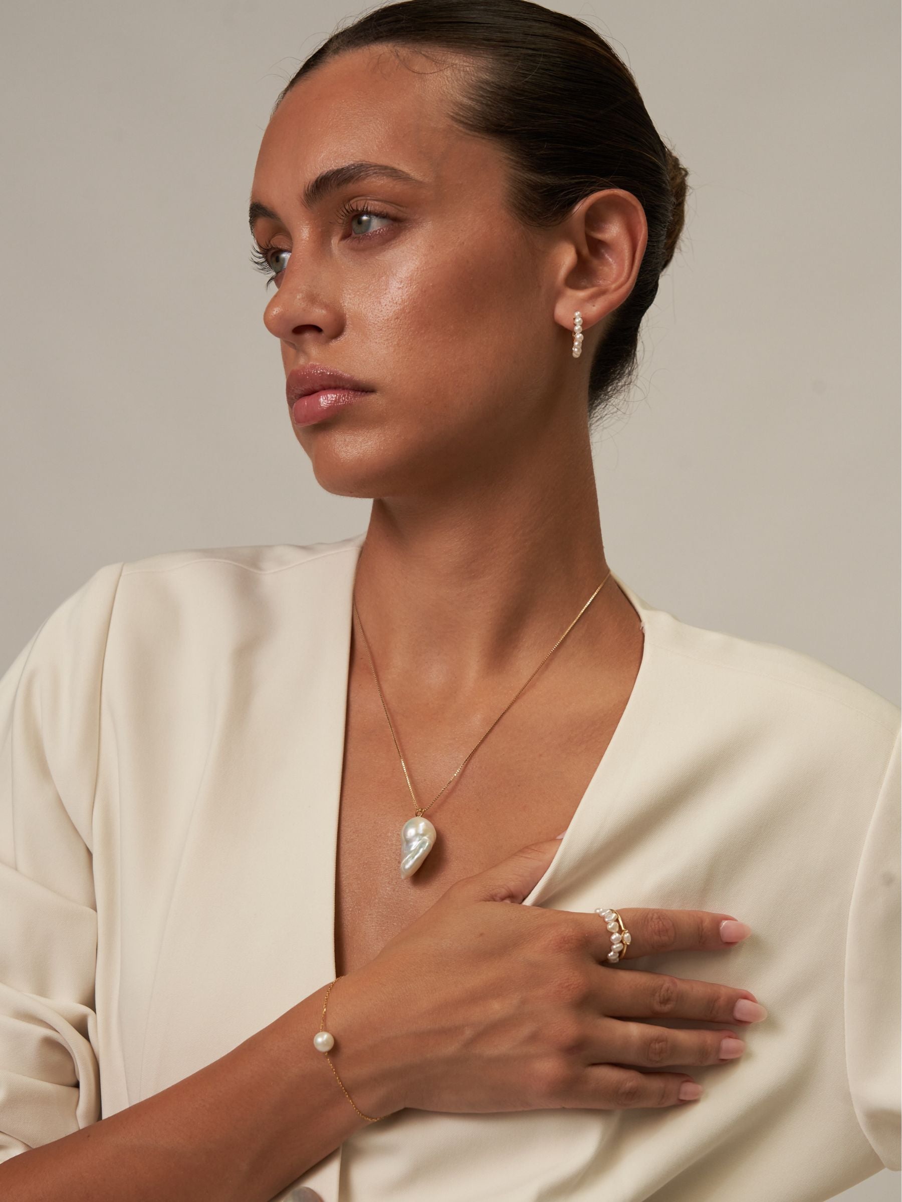 Large Fireball Keshi Pearl Necklace