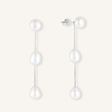 Three Pearl Drop Earrings