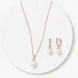 Rose Gold Pearl Necklace and Earrings set
