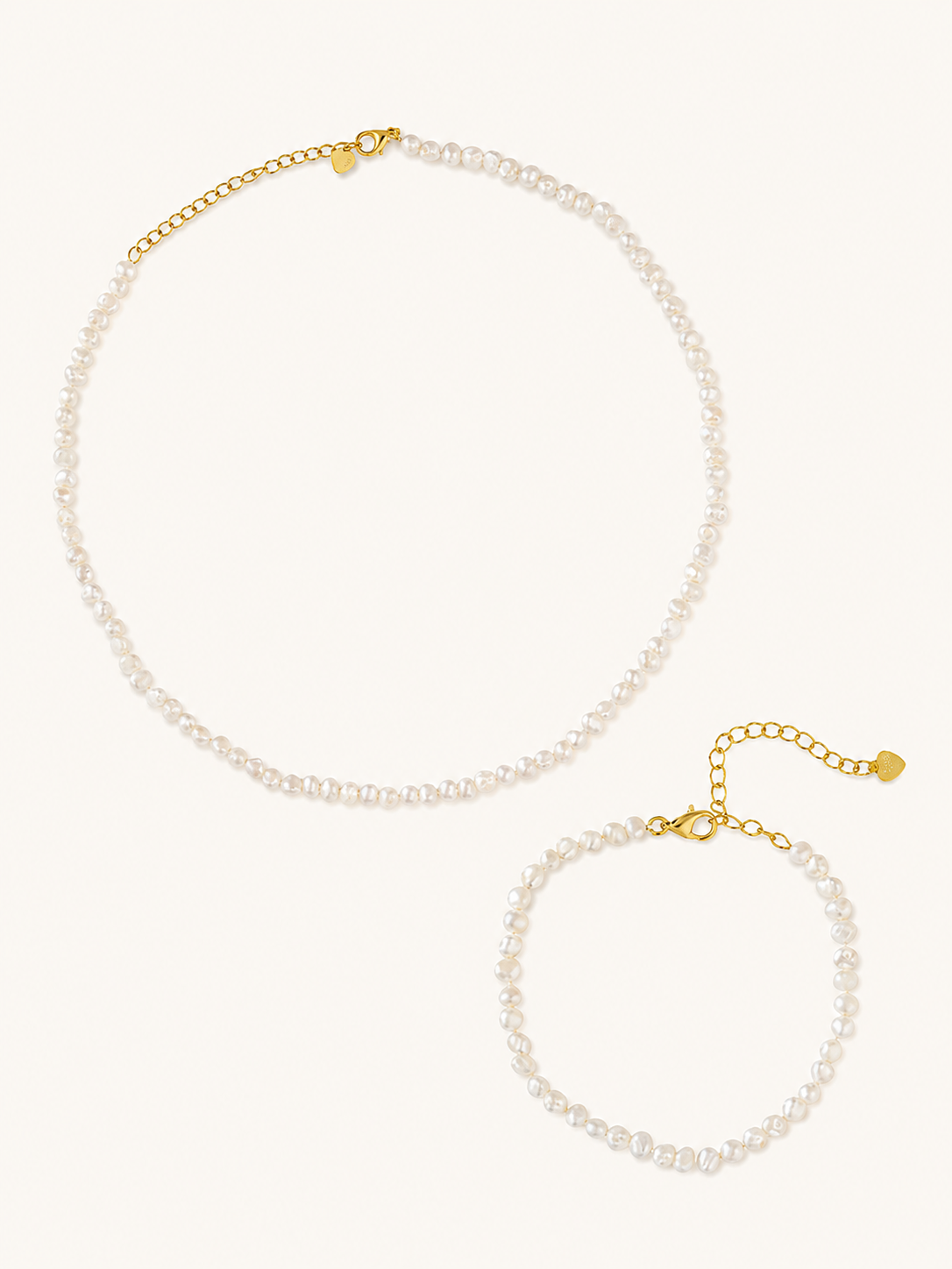 The Brixton set baroque pearl necklace and bracelet in gold