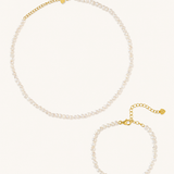 The Brixton set baroque pearl necklace and bracelet in gold