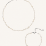 The Brixton set baroque pearl necklace and bracelet in silver