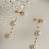 Three Pearl Drop Earrings