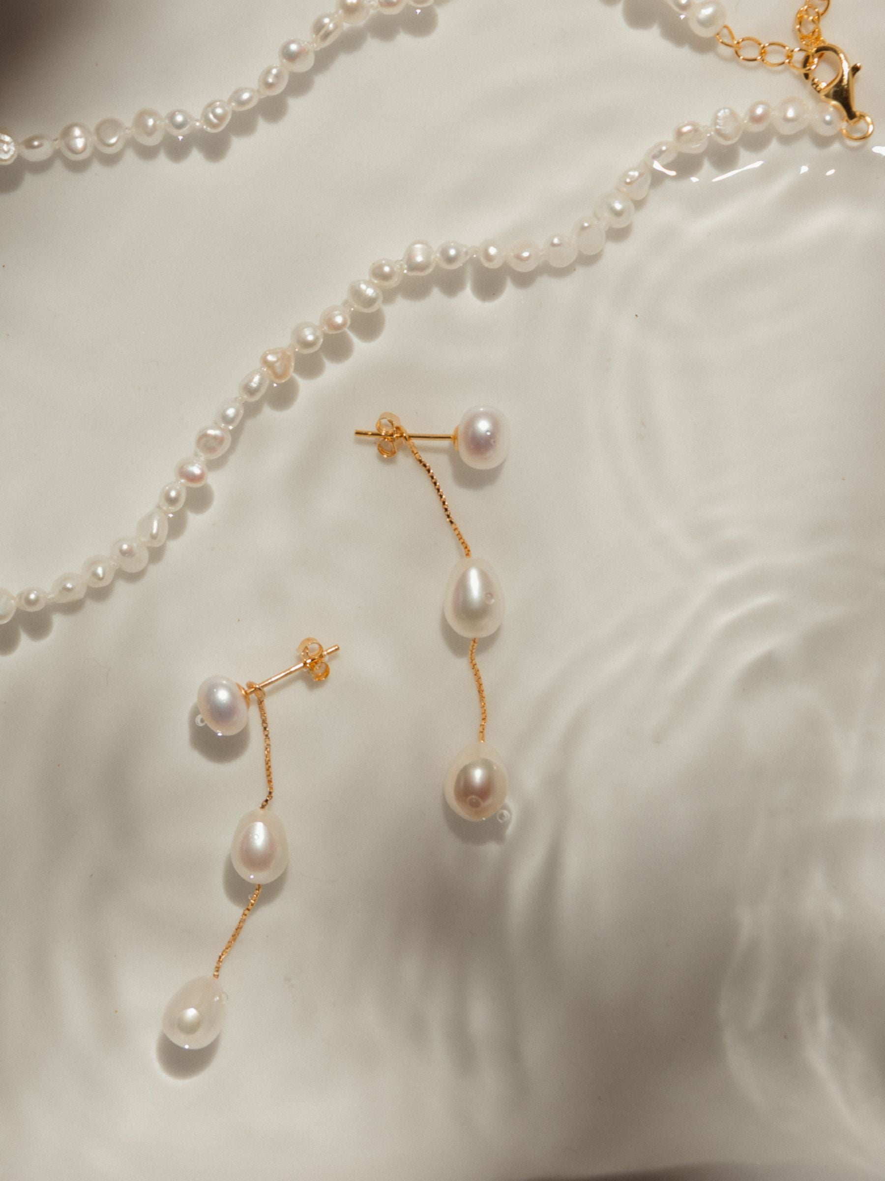Three Pearl Drop Earrings