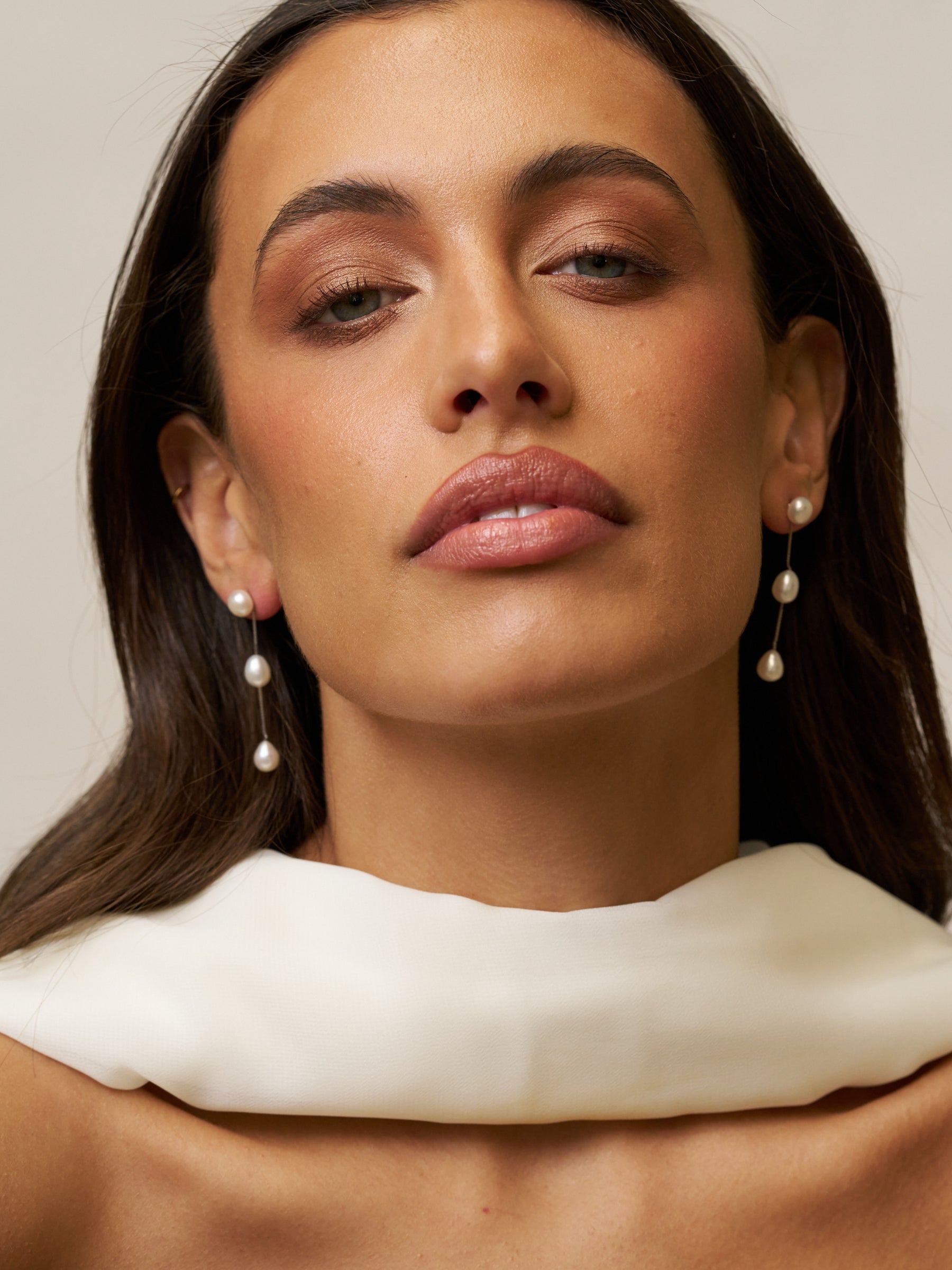 Three Pearl Drop Earrings