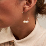 Three Pearl Hoop Earrings