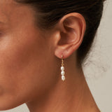 Three Pearl Small Gold Hoop Earrings