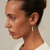 Three Pearl Small Gold Hoop Earrings