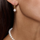 Pearl Drop Twisted Gold Hoop Earrings