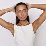 Pearl Drop Twisted Gold Hoop Earrings