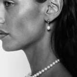 Pearl Drop Twisted Gold Hoop Earrings