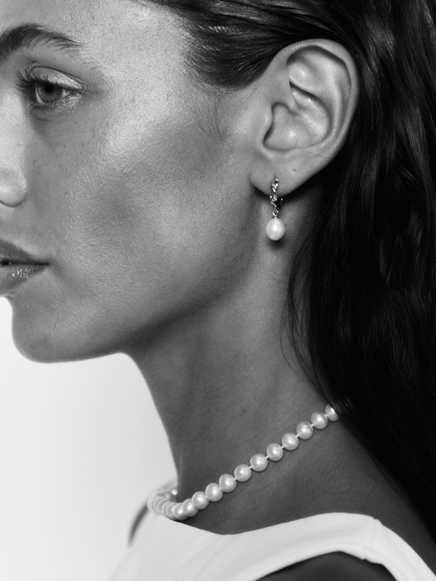 Pearl Drop Twisted Gold Hoop Earrings