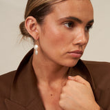 Two Pearl Gold Hoop Earrings