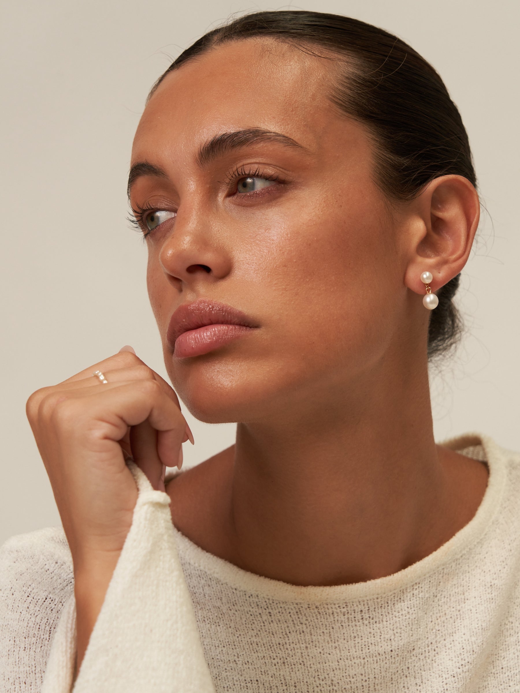 Two Pearl Drop Earrings