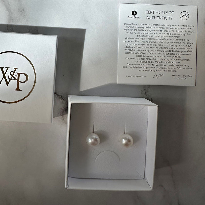 White Pearl Stud Earrings