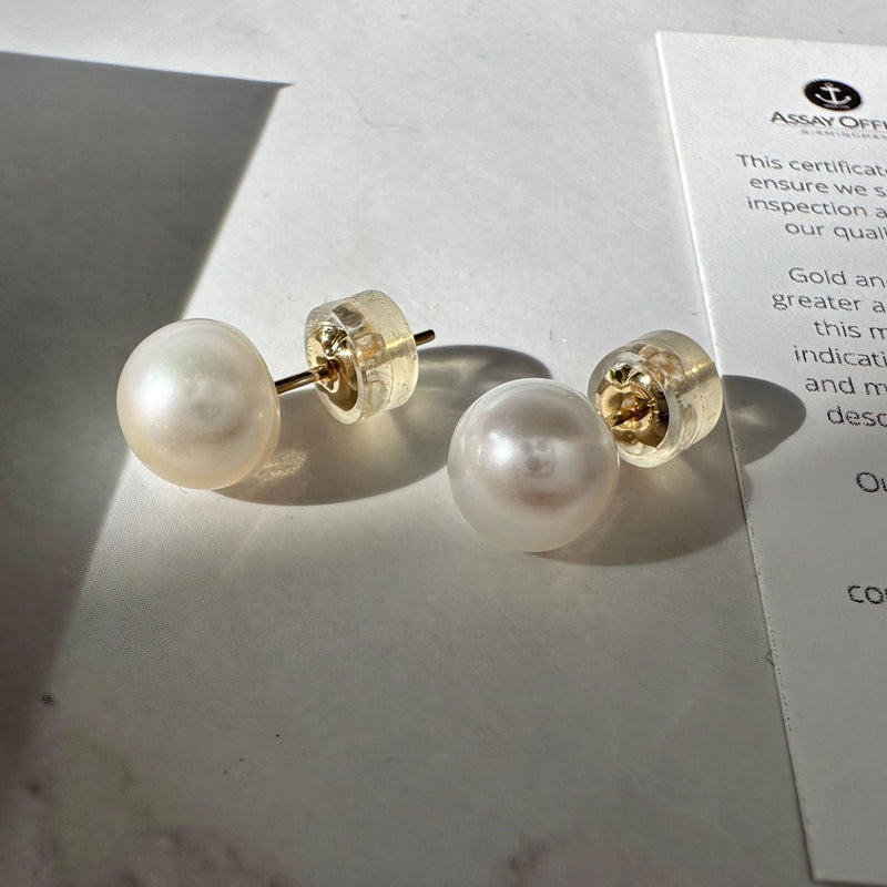 White Pearl Stud Earrings