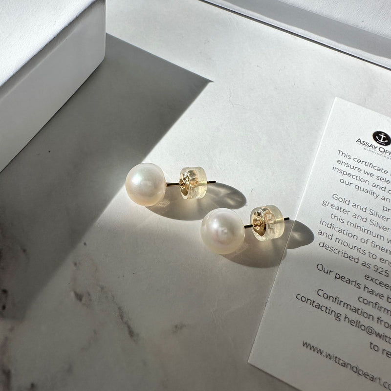 White Pearl Stud Earrings