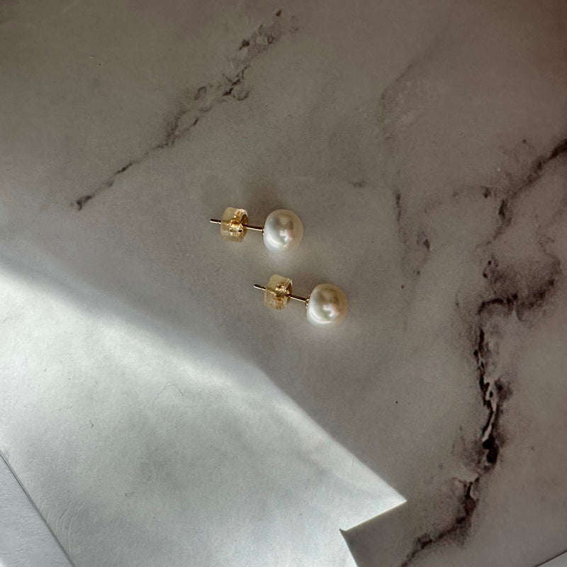 White Pearl Stud Earrings