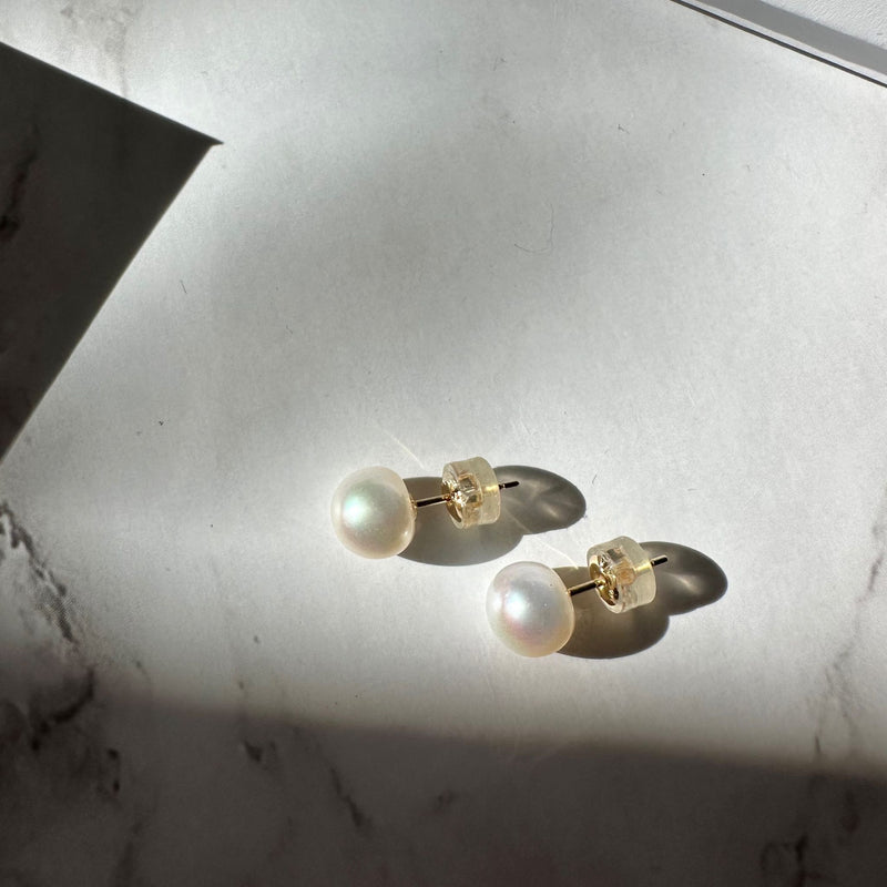 White Pearl Stud Earrings