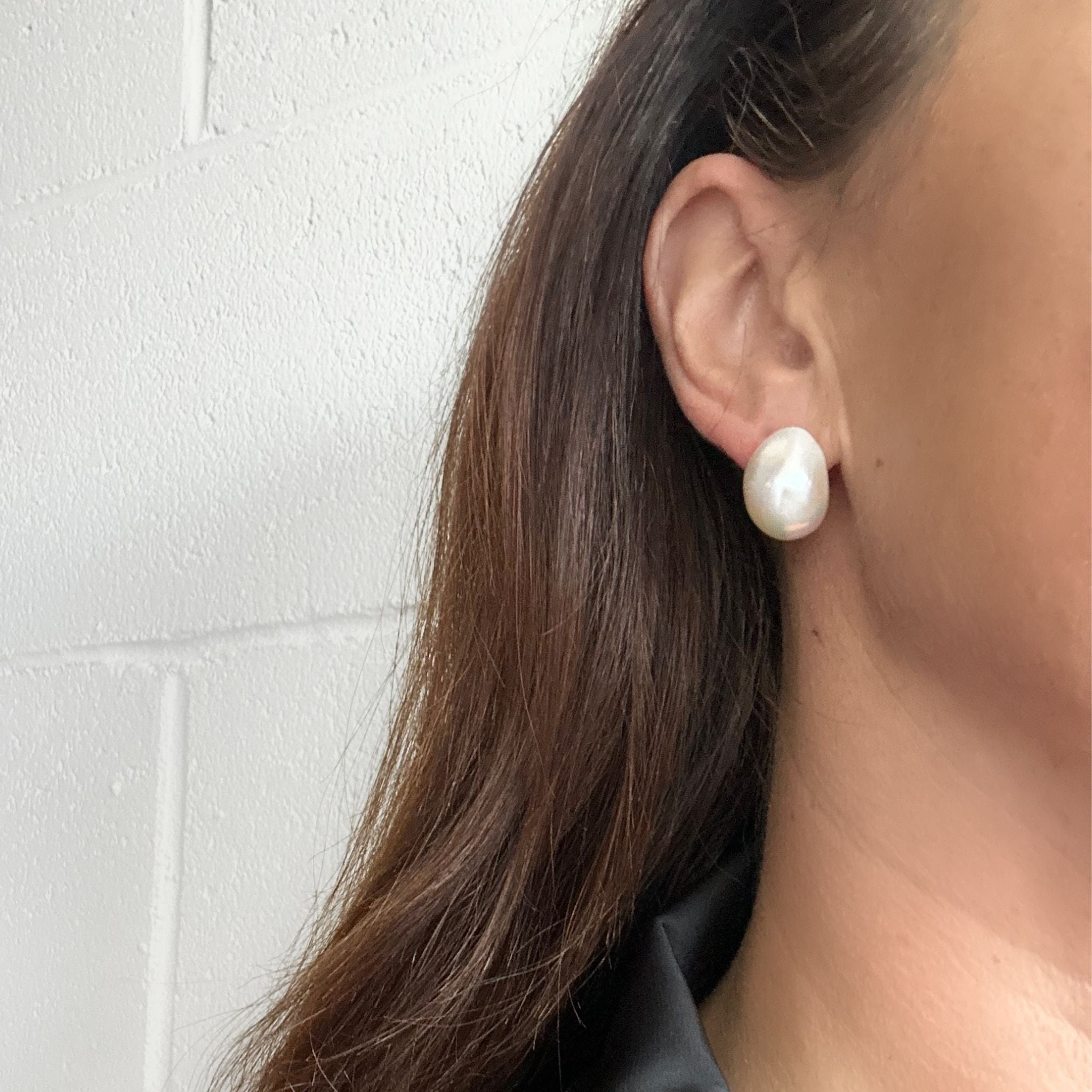 large keshi pearl studs