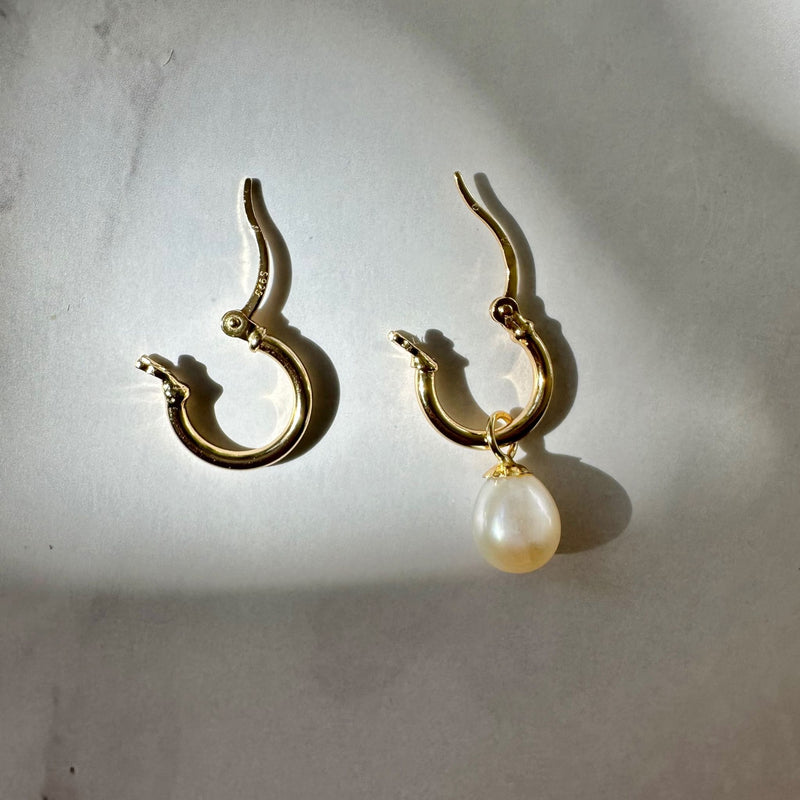 Small Pearl Hoop Earrings