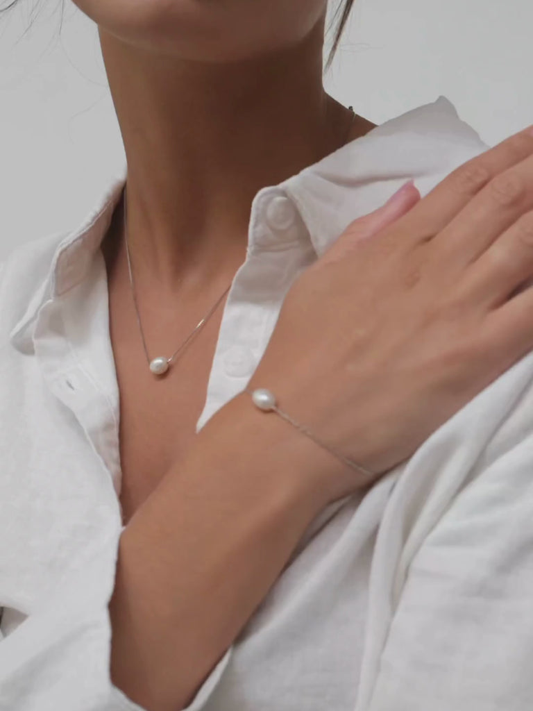 Silver Baroque Pearl Adjustable Choker Necklace