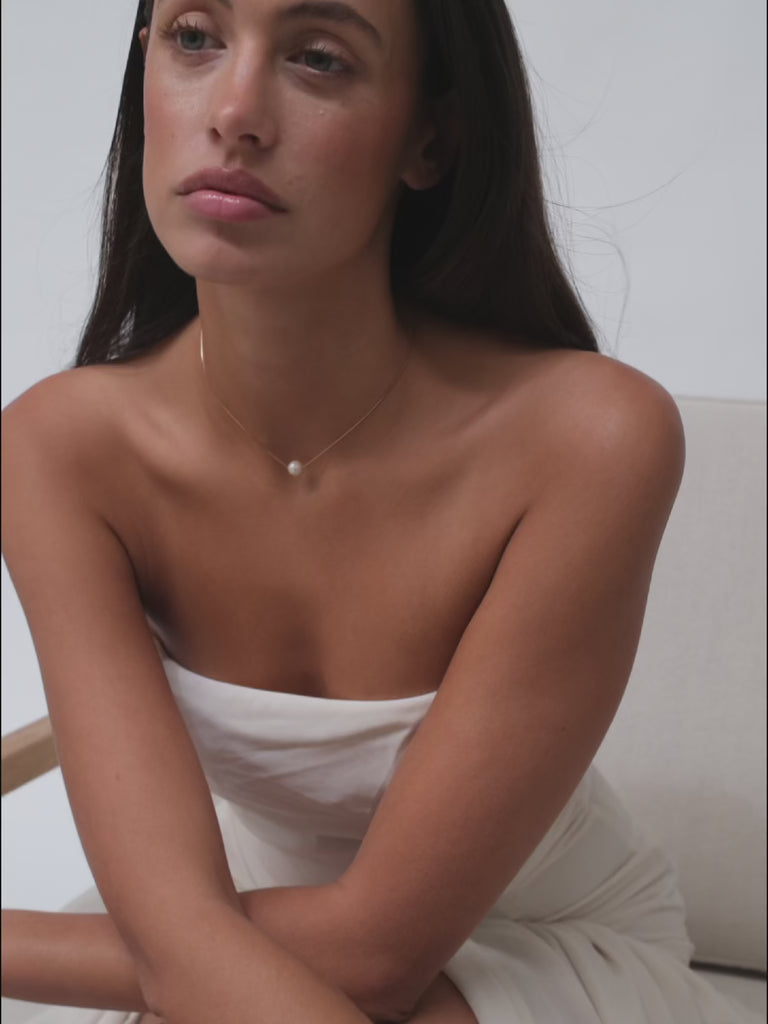 Single Pearl Choker Necklace in Rose Gold