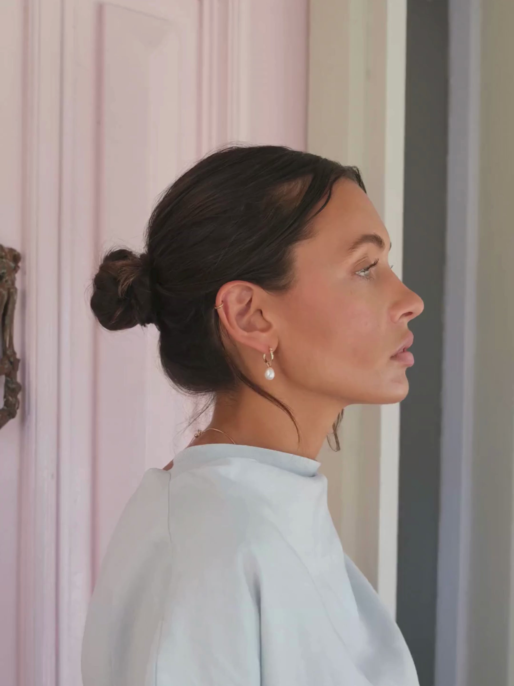 Small Pearl Hoop Earrings