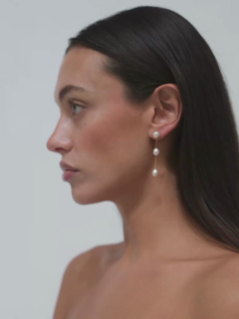 Three Pearl Drop Earrings