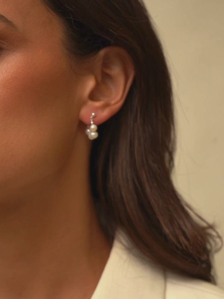 Four Pearl Cluster Hoops 