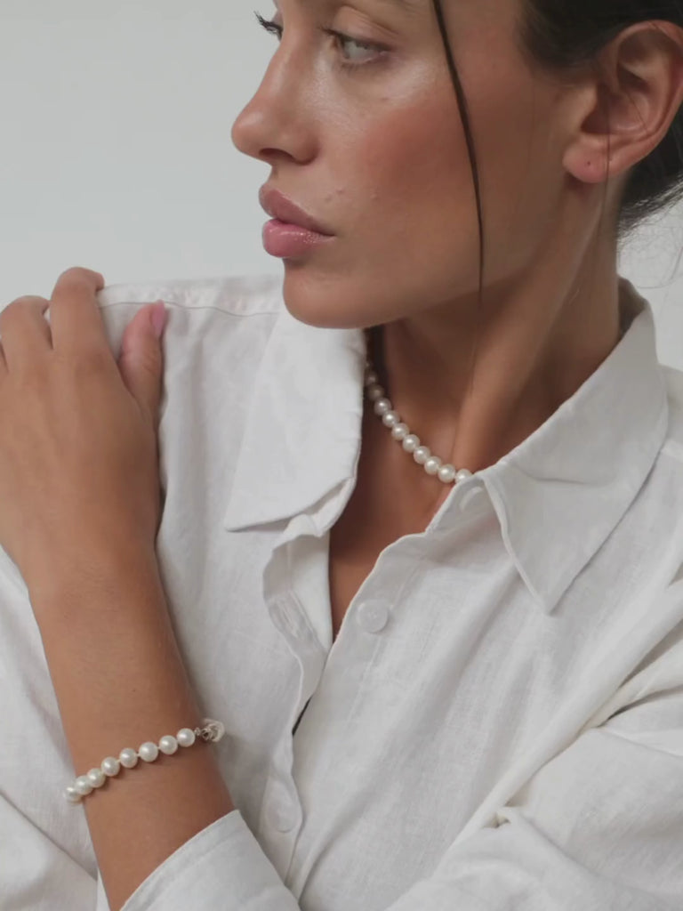 White Pearl Strand Bracelet & necklace