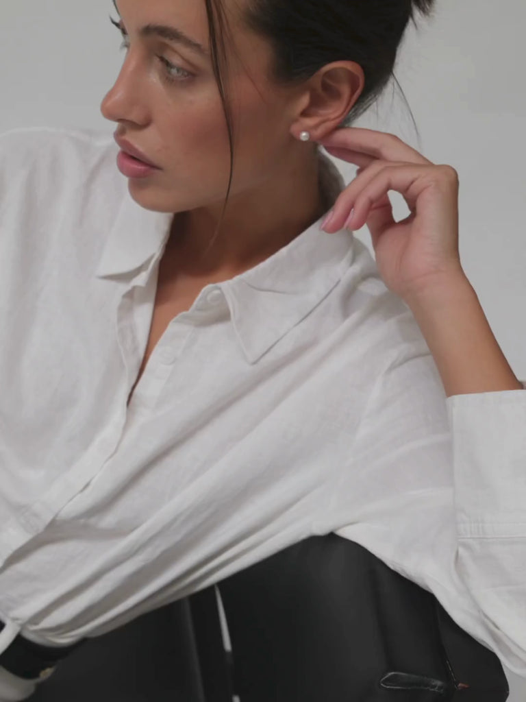 Three Pearl Drop Stud Earrings