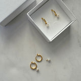  PEARL HOOP EARRINGS GOLD
