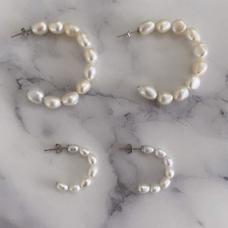 Image of baroque pearl hoops