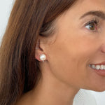 Olivia | Large White Pearl Clip-on Earrings | Silver