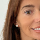 Olivia | Large White Pearl Clip-on Stud Earrings