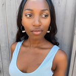 Harriet | Gold Hoops with Triplet Pearl Drops