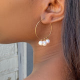 Triple Pearl Hoop Earrings