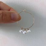 Harriet hoop - gold plated brass with three pearls