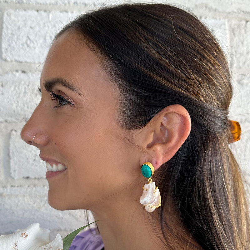 Jadie Large Pearl Jade dangle earrings