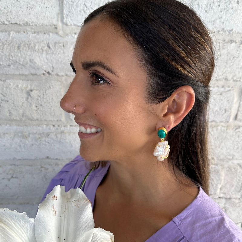 Jadie Large Pearl Jade dangle earrings