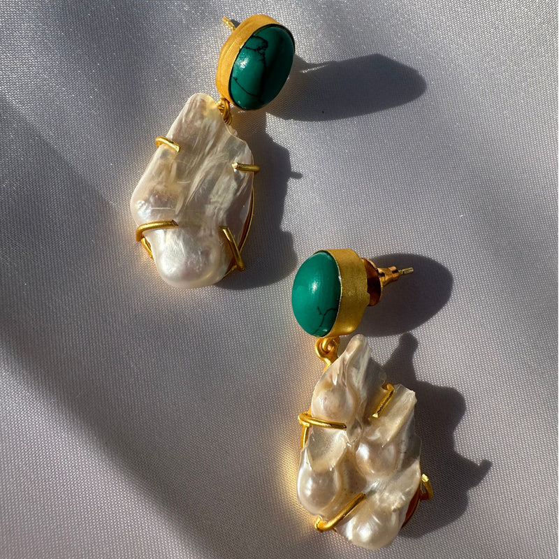Jadie Large Pearl Jade dangle earrings 
