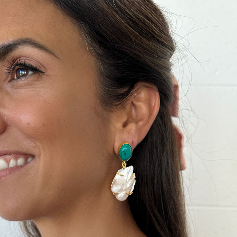 Jadie Large Pearl Jade dangle earrings