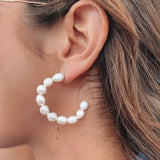 Pearl Hoops on model