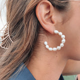 Large Pearl Hoop Earrings